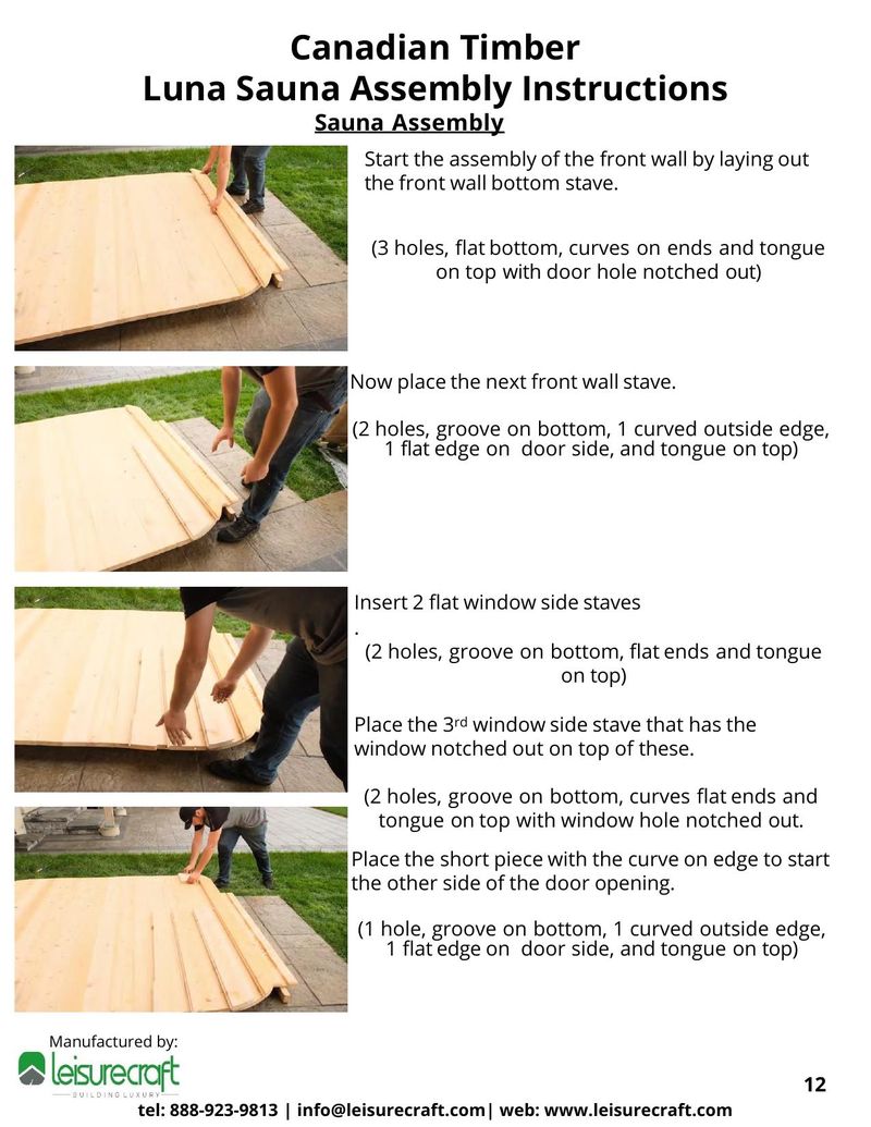 Person laying out the front wall bottom stave with door notch