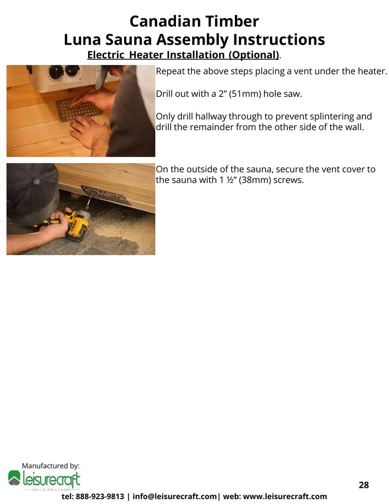 Person marking and drilling vent hole under the heater