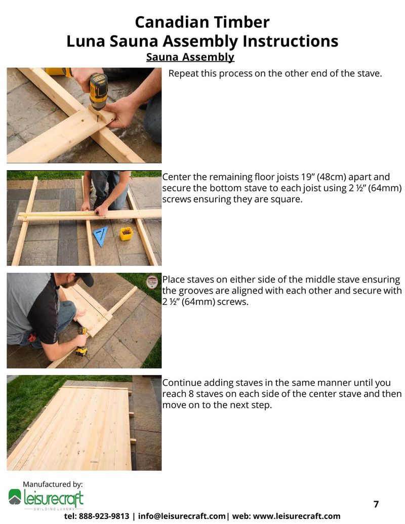 Person drilling screw on opposite end of stave
