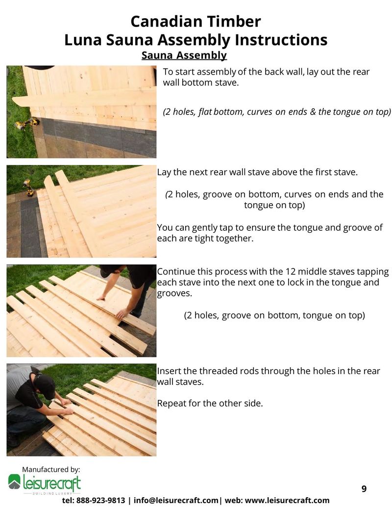 Person laying out the rear wall bottom stave on grass